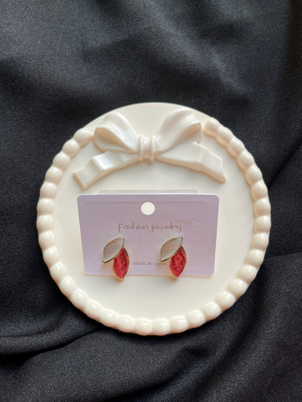Enamel Leaf Korean Earrings
