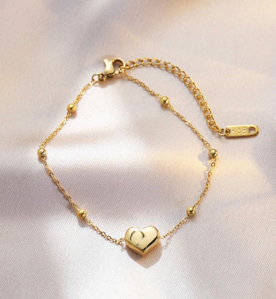 Heart Chain Bracelet Anti - Tarnish
