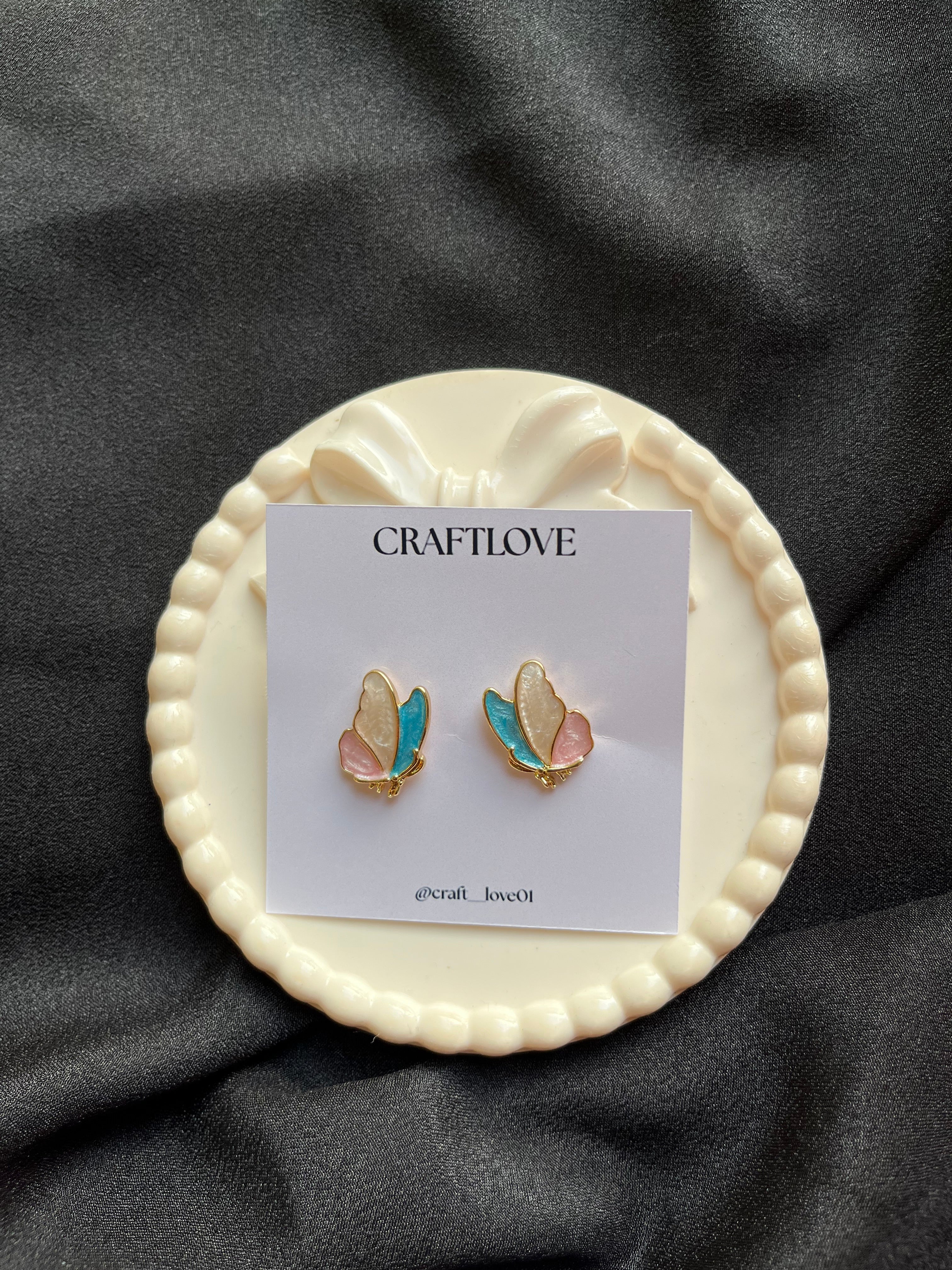 Premium quality enamel butterfly earrings