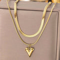 Double layer heart anti - tarnish necklace