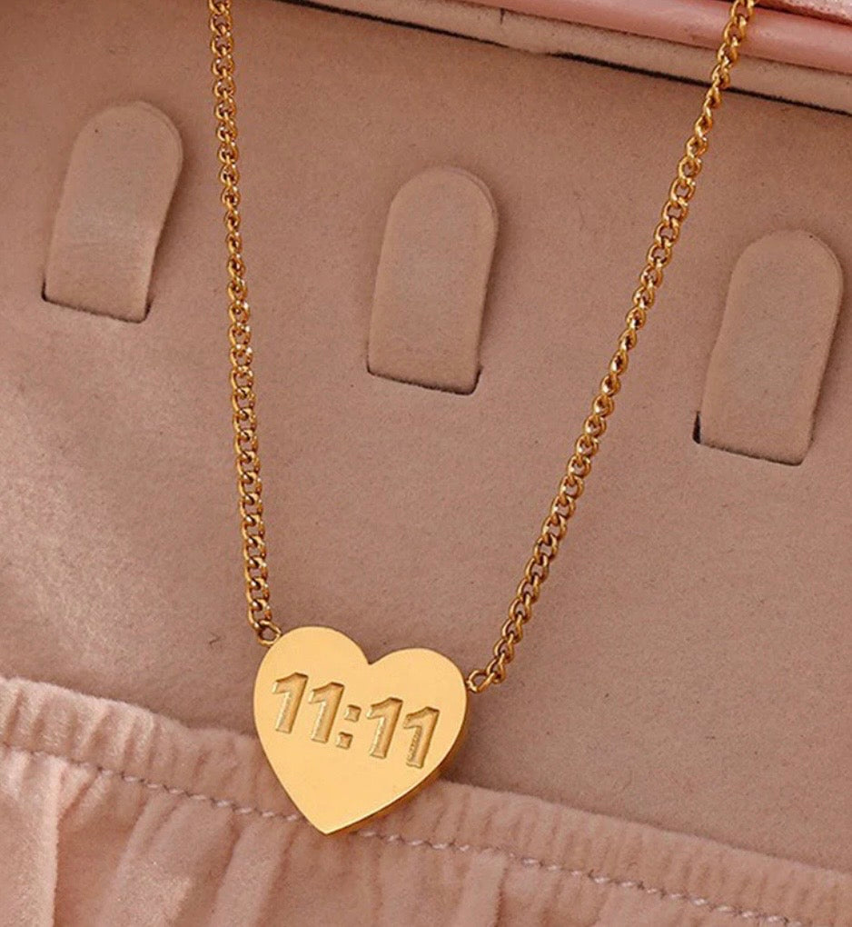 11 : 11 Heart Necklace( Anti - Tarnish)