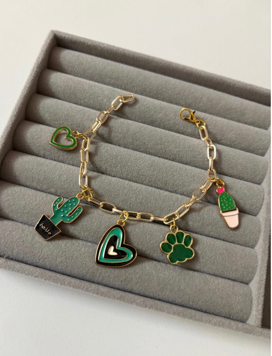 Green Theme Chain Charm Bracelet