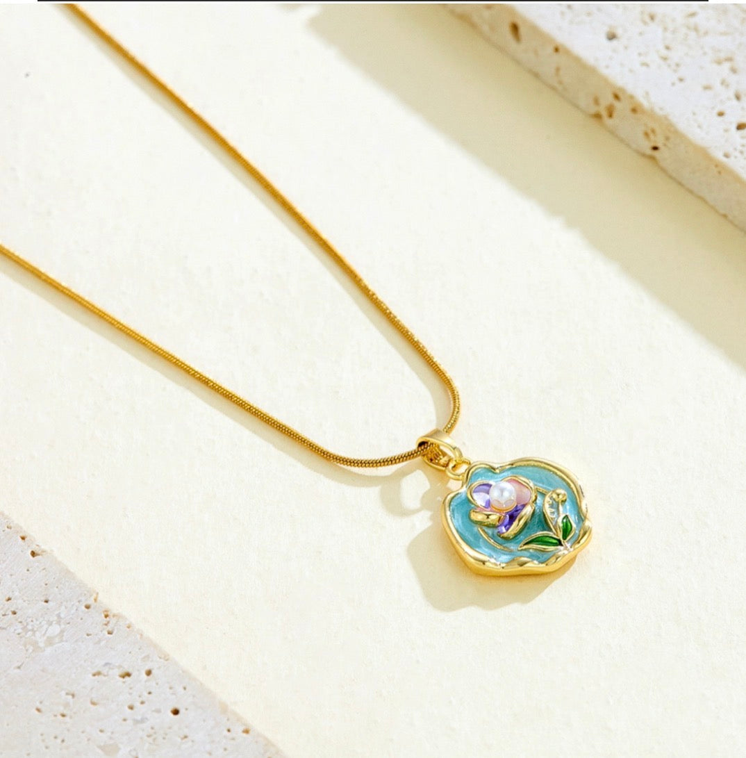 Anti - Tarnish Enamel Necklace