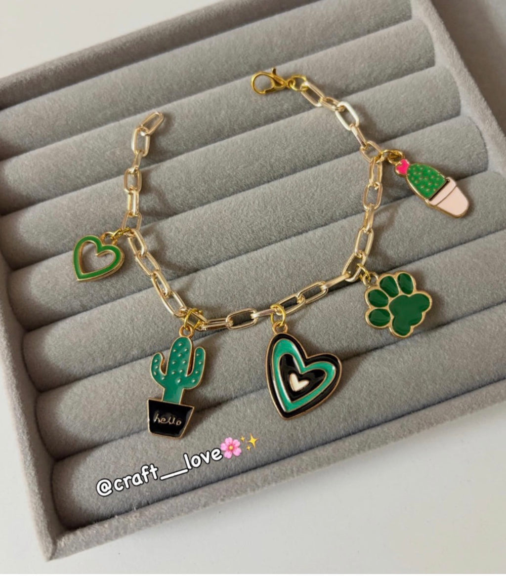 Green Theme Chain Charm Bracelet