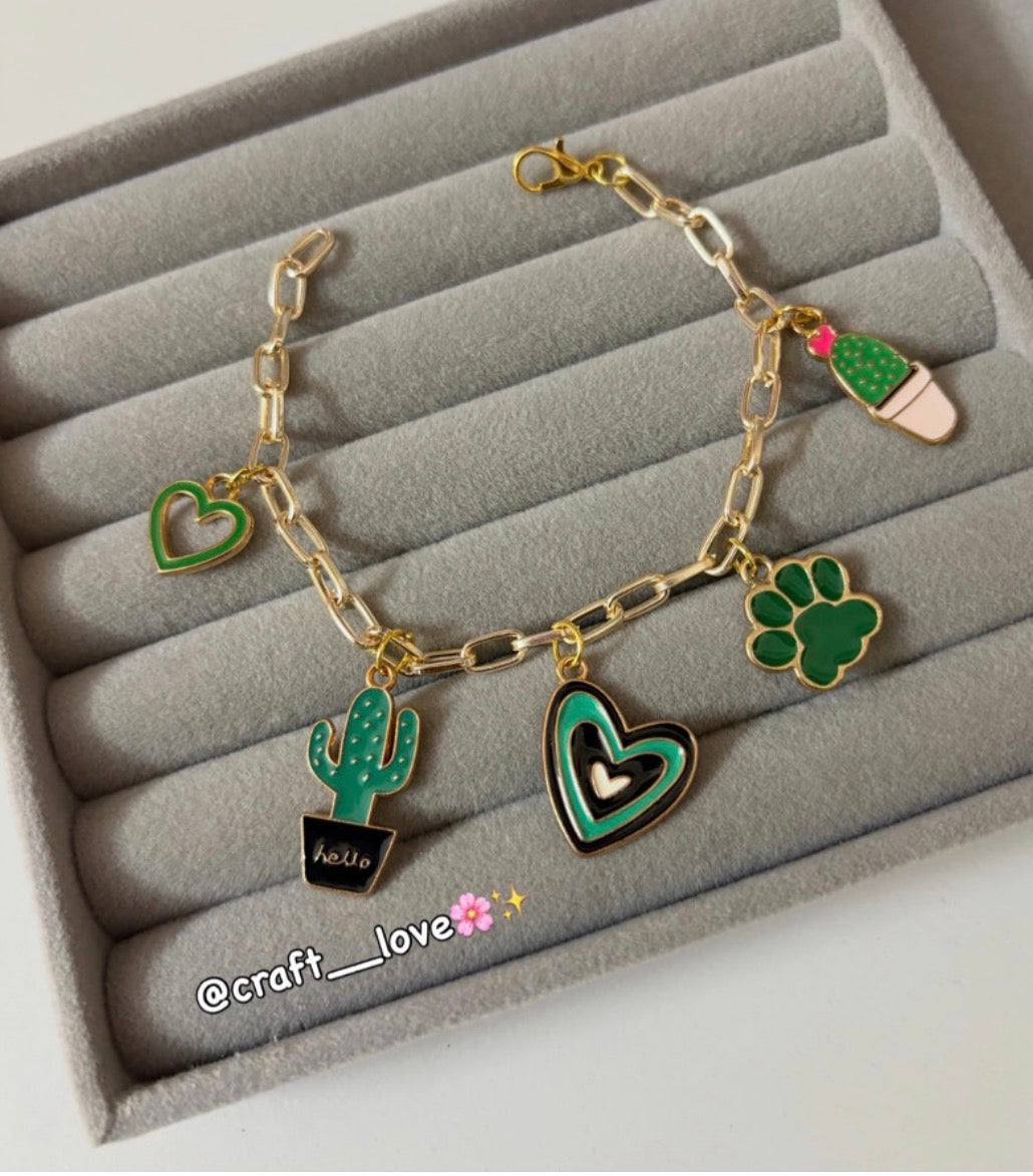 Green Theme Chain Charm Bracelet