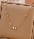 Bow Stone Chain Necklace ( Anti - Tarnish )