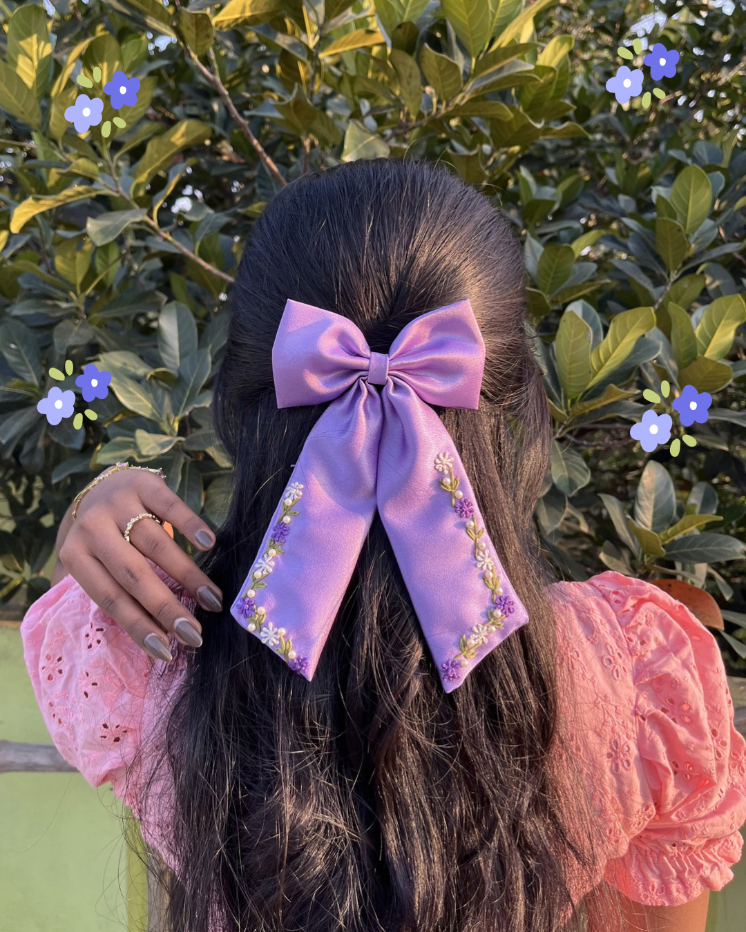 Handmade embroidery bow 💜