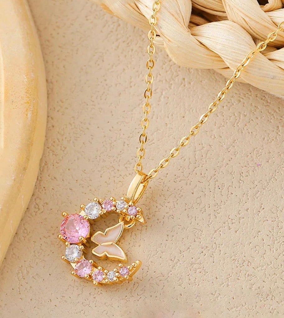 Butterfly Moon Necklace (Anti - Tarnish)