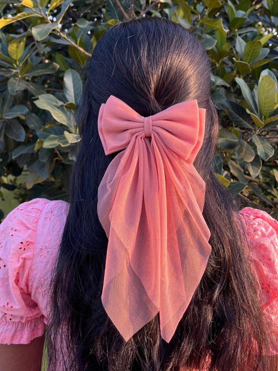 Long Tail Net Bow(peach)
