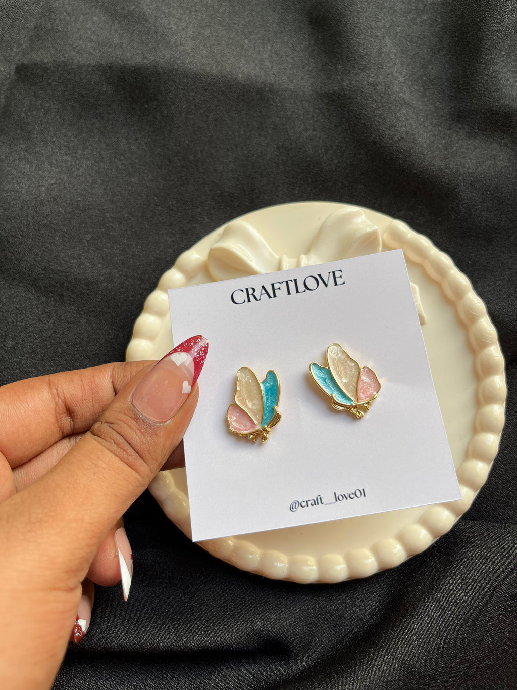 Premium quality enamel butterfly earrings