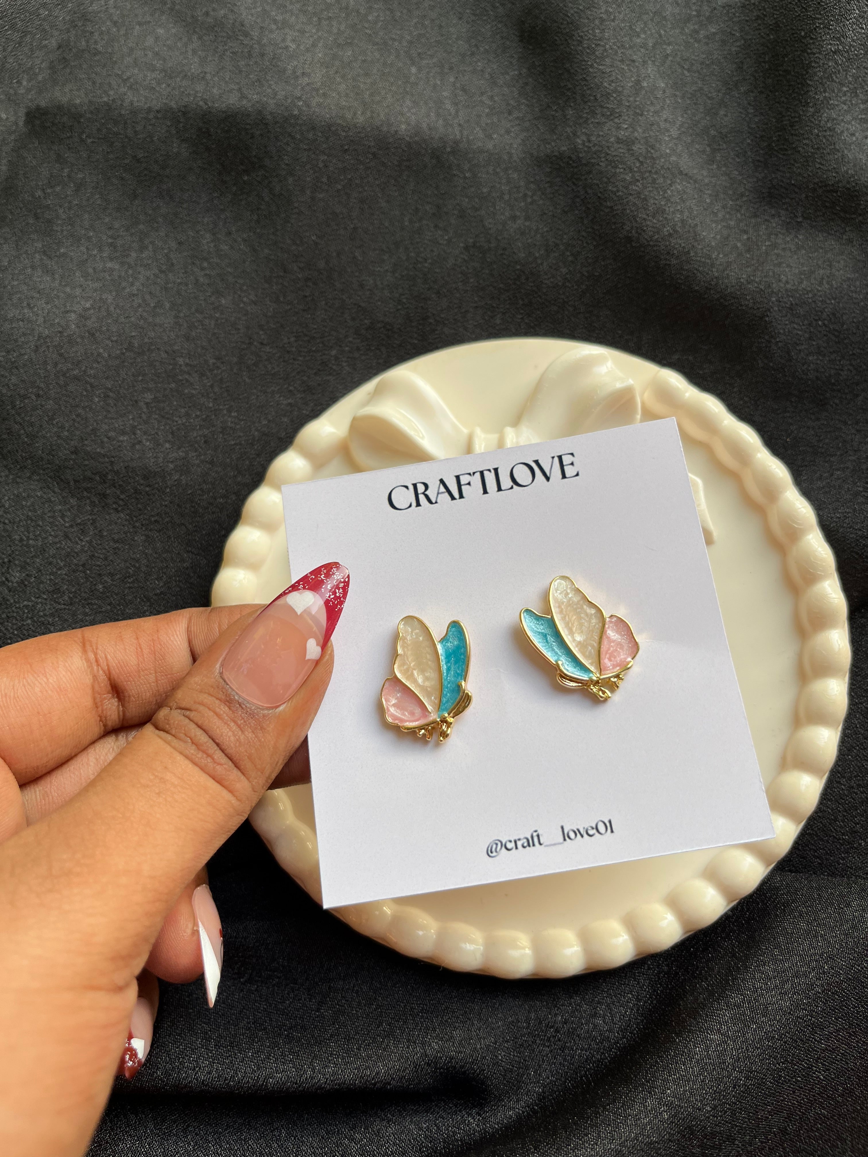 Premium quality enamel butterfly earrings