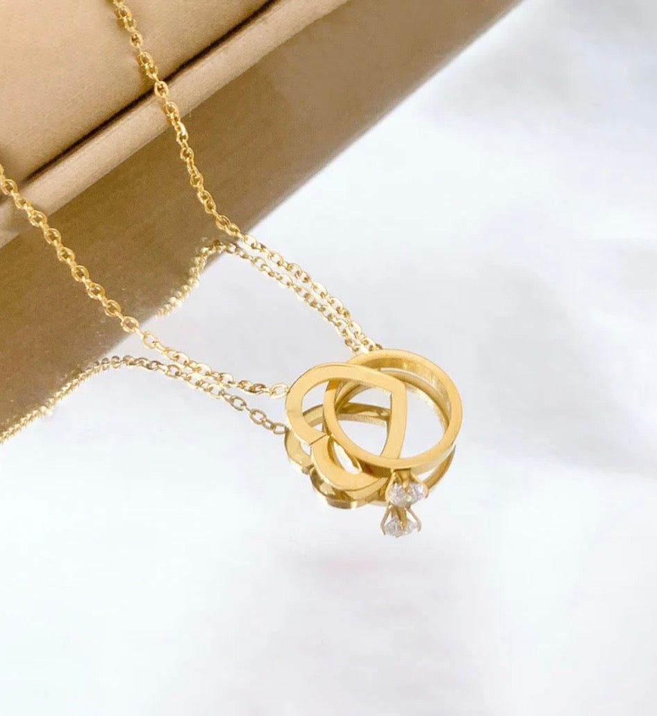 Heart Ring Necklace (Anti - Tarnish)