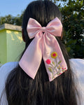 Pink embroidery bow