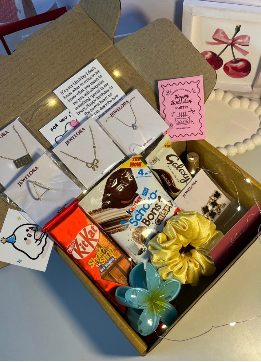 Cute Hamper Box With Random Anti - Tarnish jewellery and Chocolates