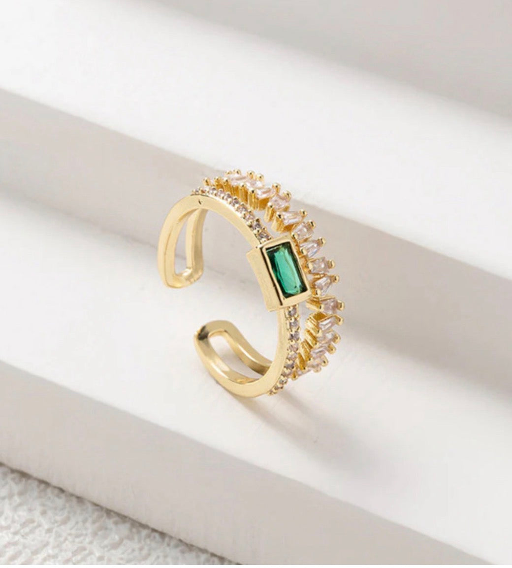 Anti - Tarnish Green Stone Ring