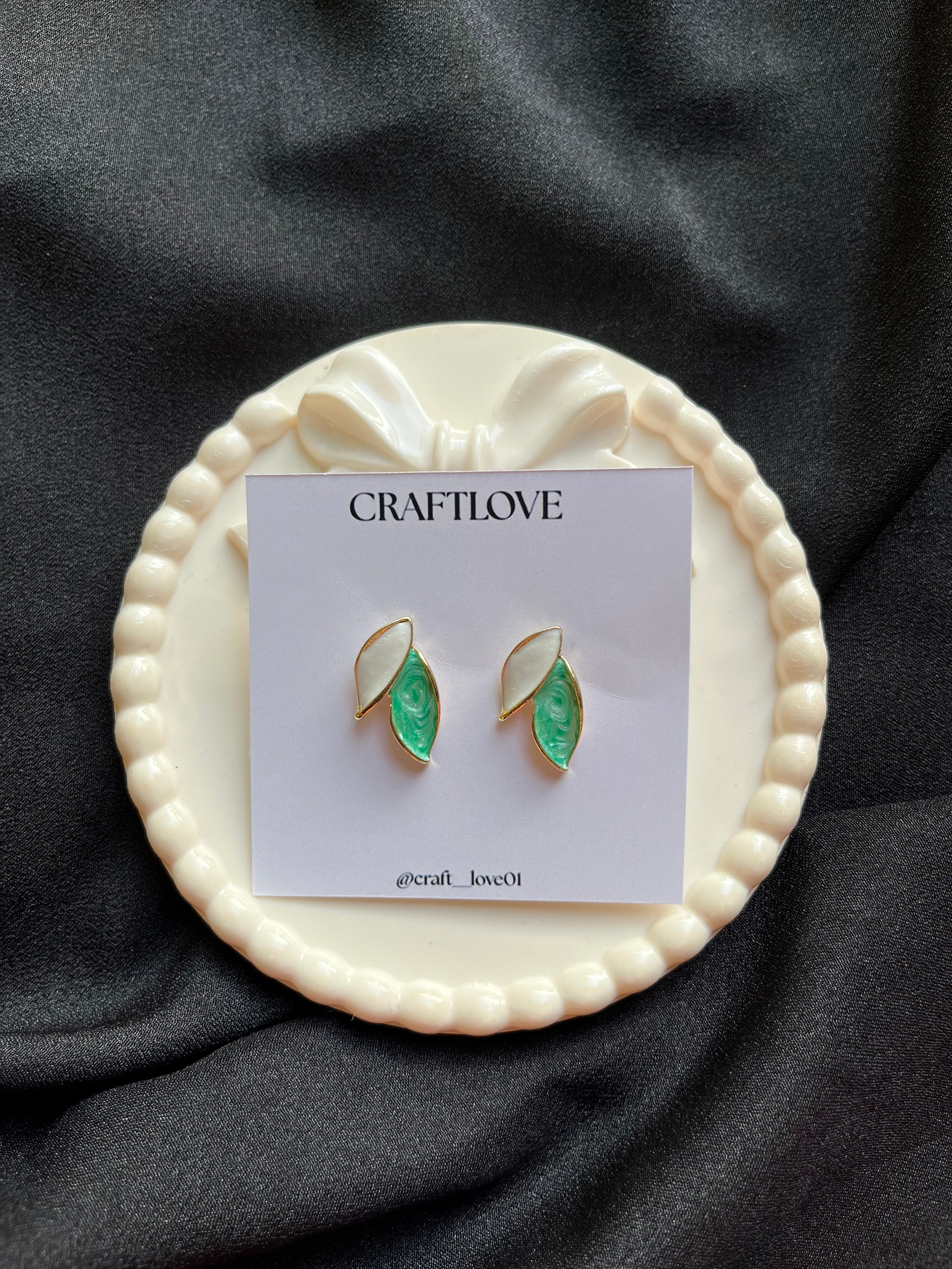 Enamel Leaf Korean Earrings