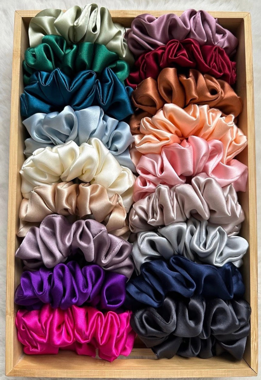 18 Fluffy Satin Scrunchies