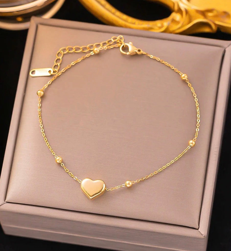 Heart Chain Bracelet Anti - Tarnish