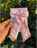 Minimal flower embroidery bow