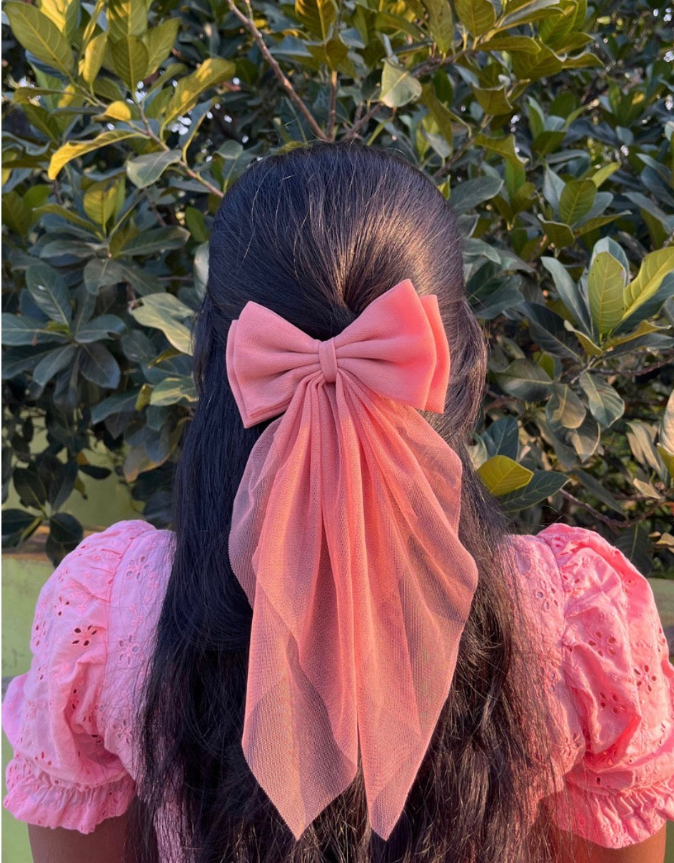 Long Tail Net Bow(peach)