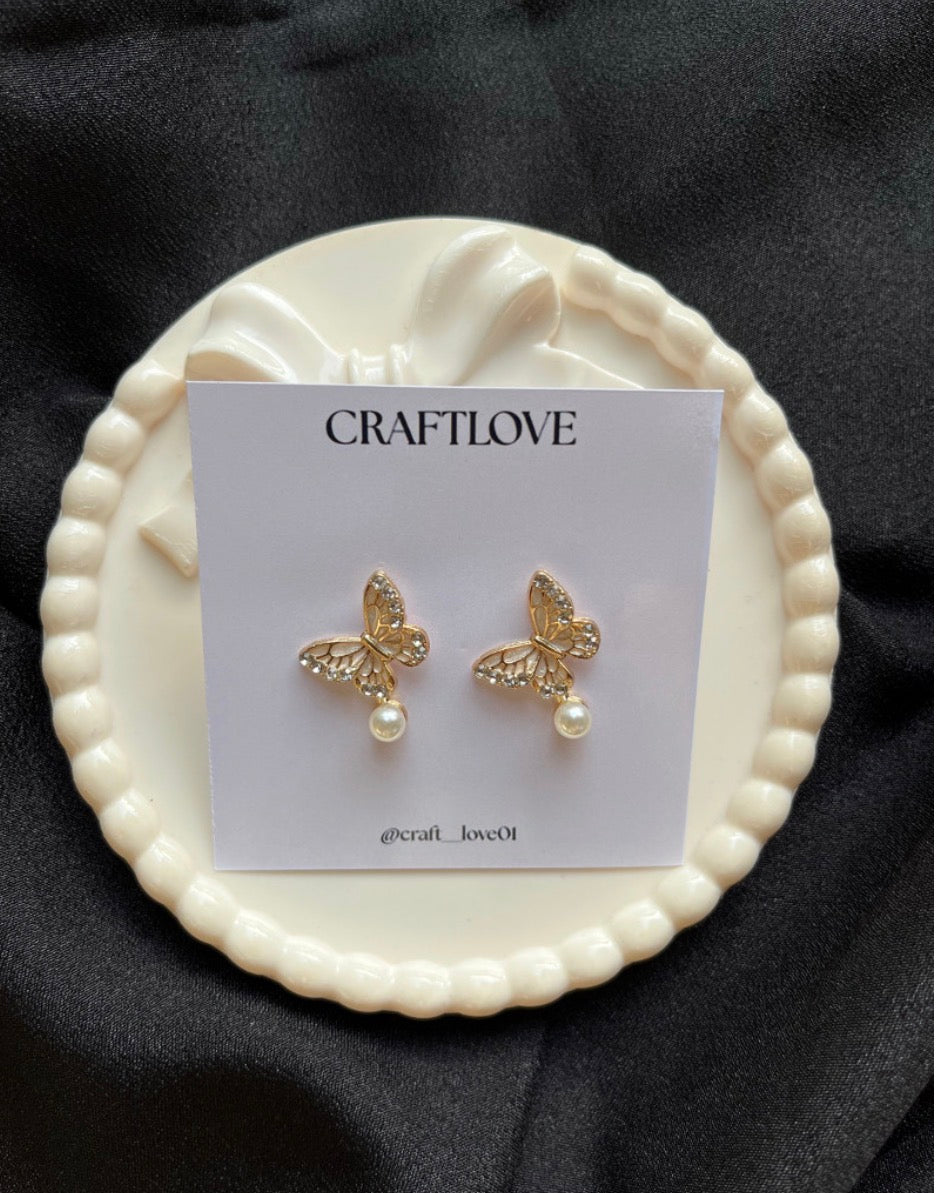 Korean earrings butterfly with stone