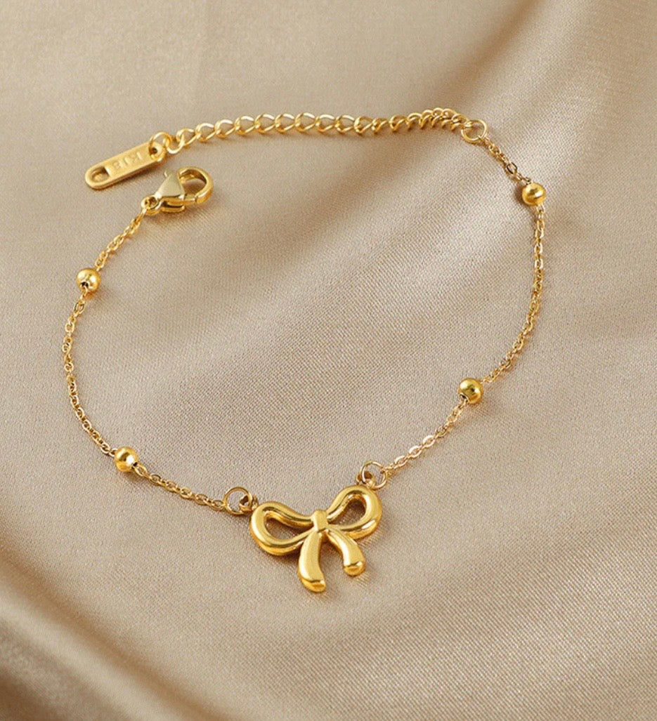 Bow Anti - Tarnish Chain Bracelet