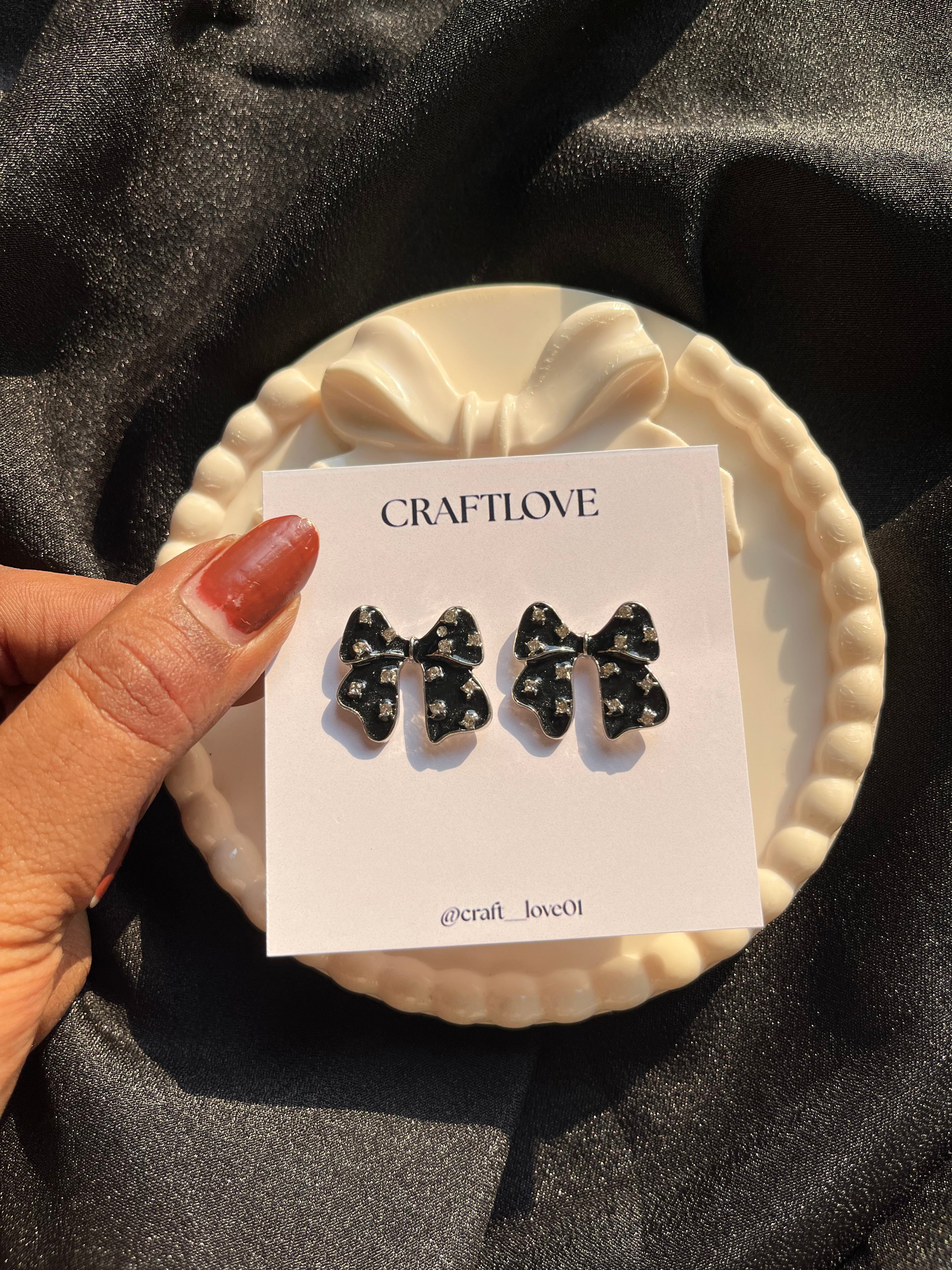 Black Bow Korean Earrings