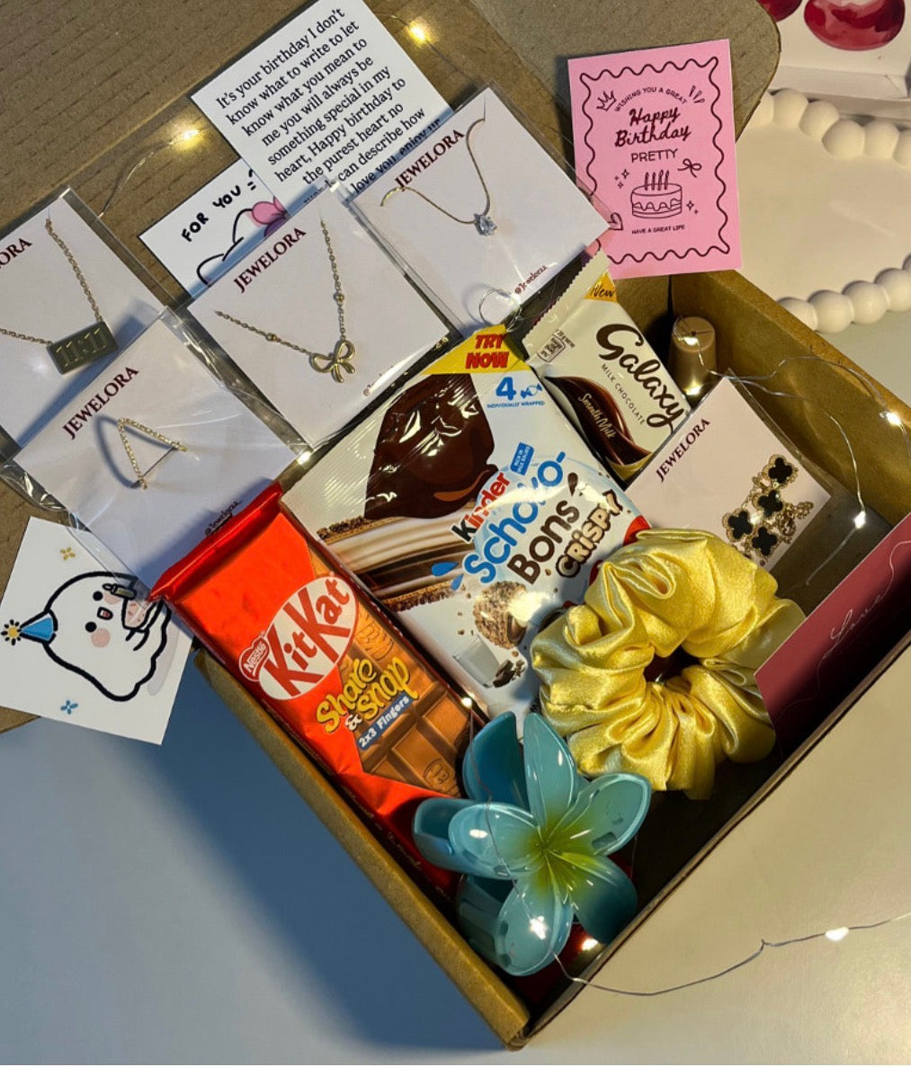 Cute Hamper Box With Random Anti - Tarnish jewellery and Chocolates