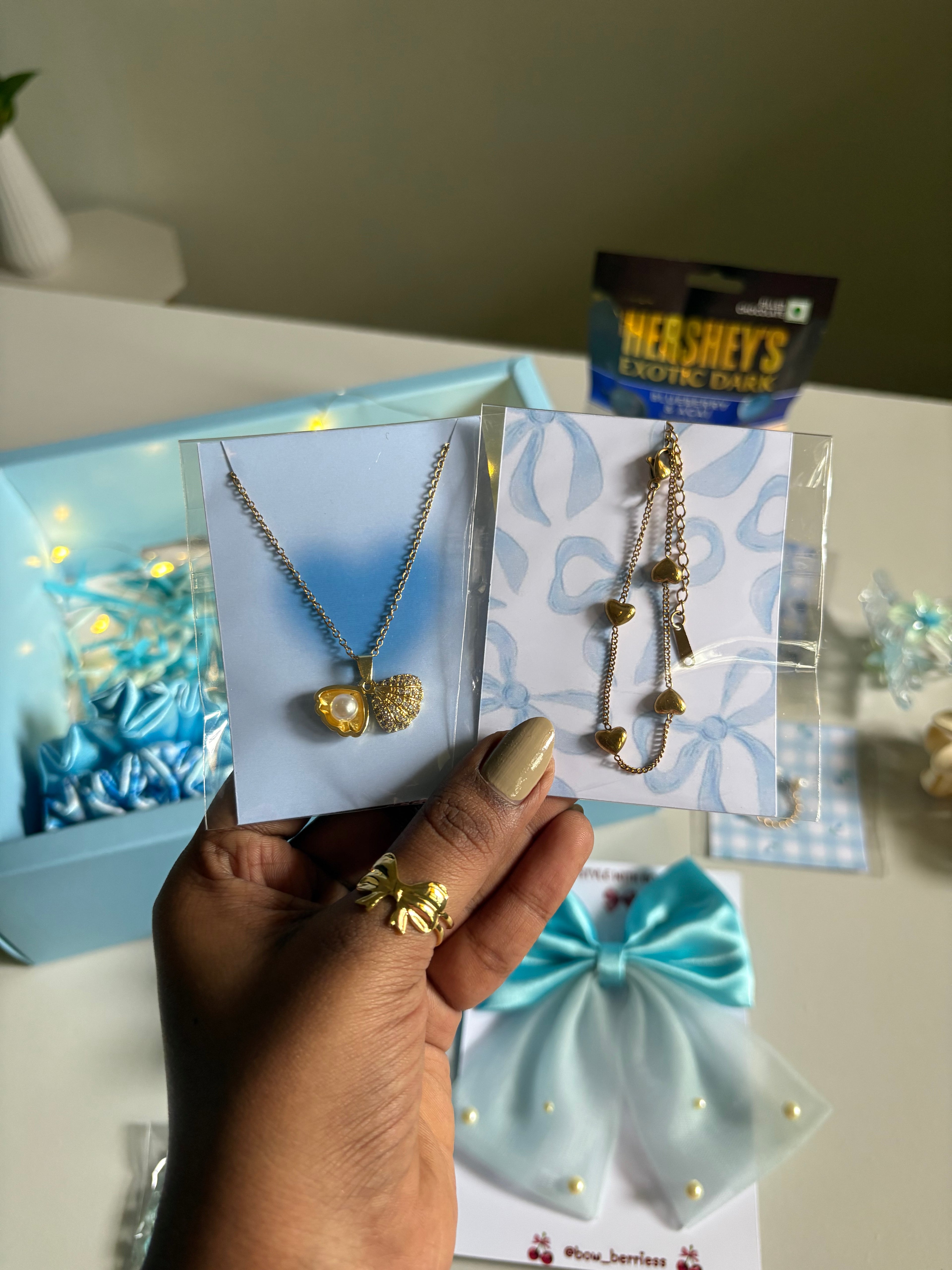 Teddy Sky Box Love /anniversary hamper (Luxury Hamper Box) with Anti - Tarnish Jewellery