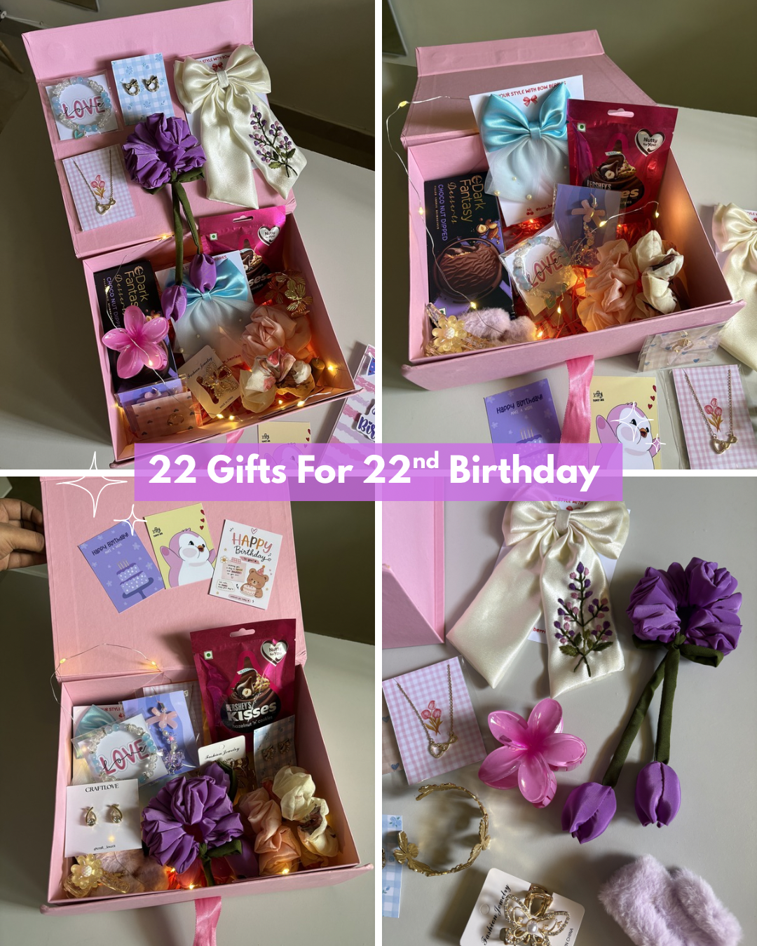 22 Gifts for 22nd Birthday (luxury hamper)with Anti Tarnish Jewellery and pop up card