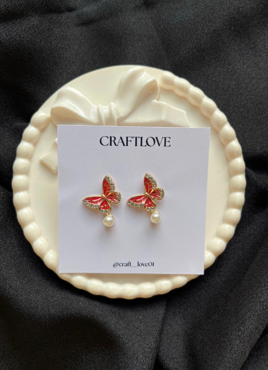 Korean earrings butterfly with stone