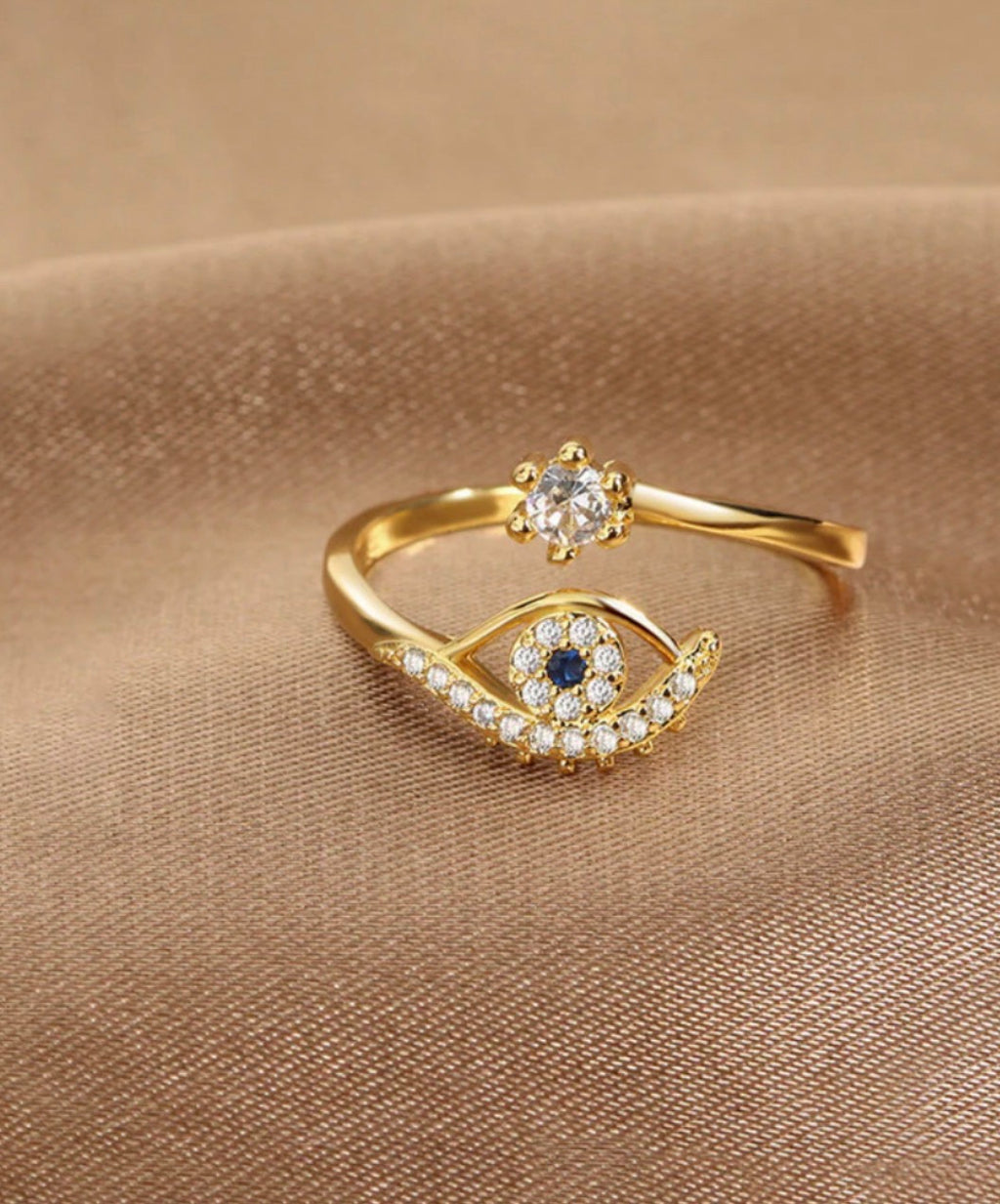 Anti - Tarnish Evil Eye stone ring