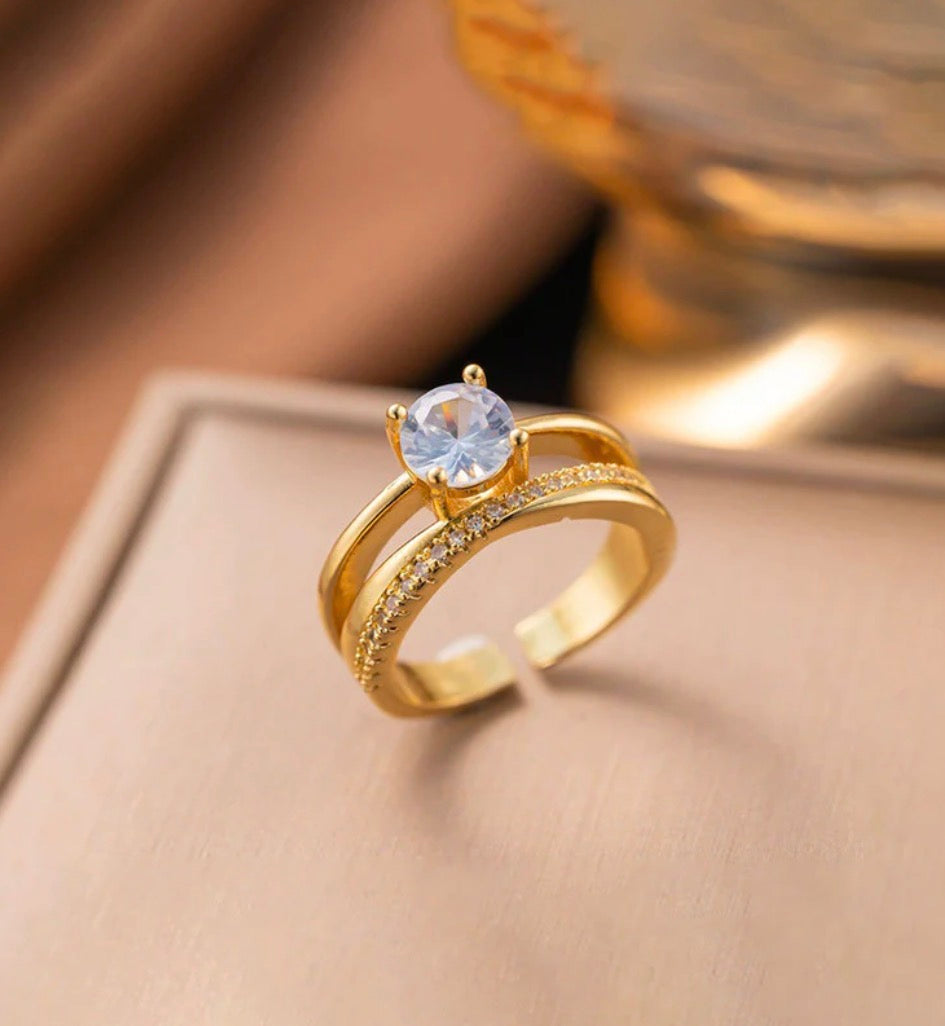 Anti - Tarnish America Diamond Stone Ring (premium quality )