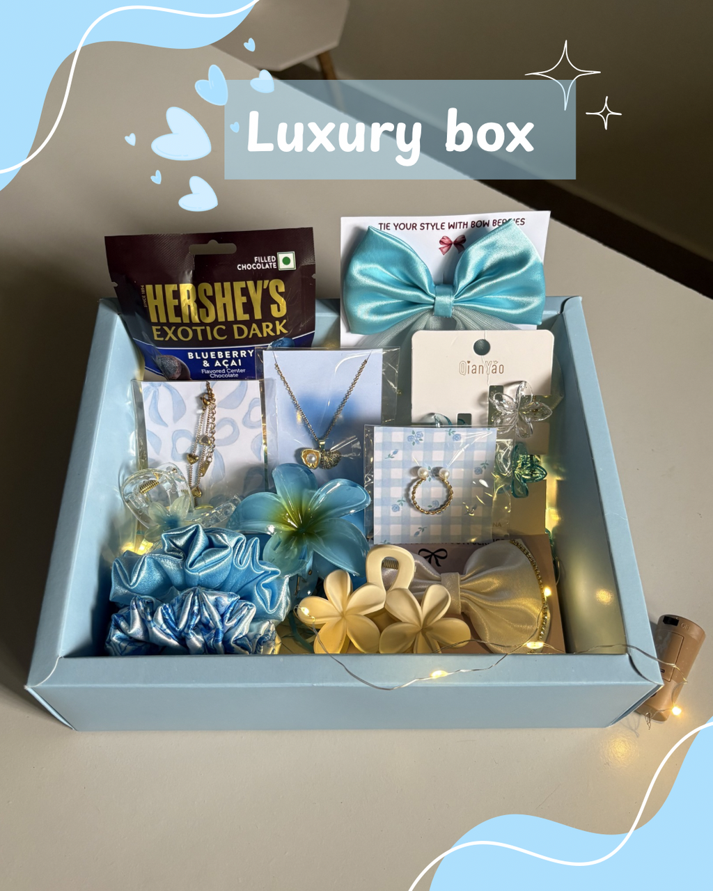 Teddy Sky Box Love /anniversary hamper (Luxury Hamper Box) with Anti - Tarnish Jewellery