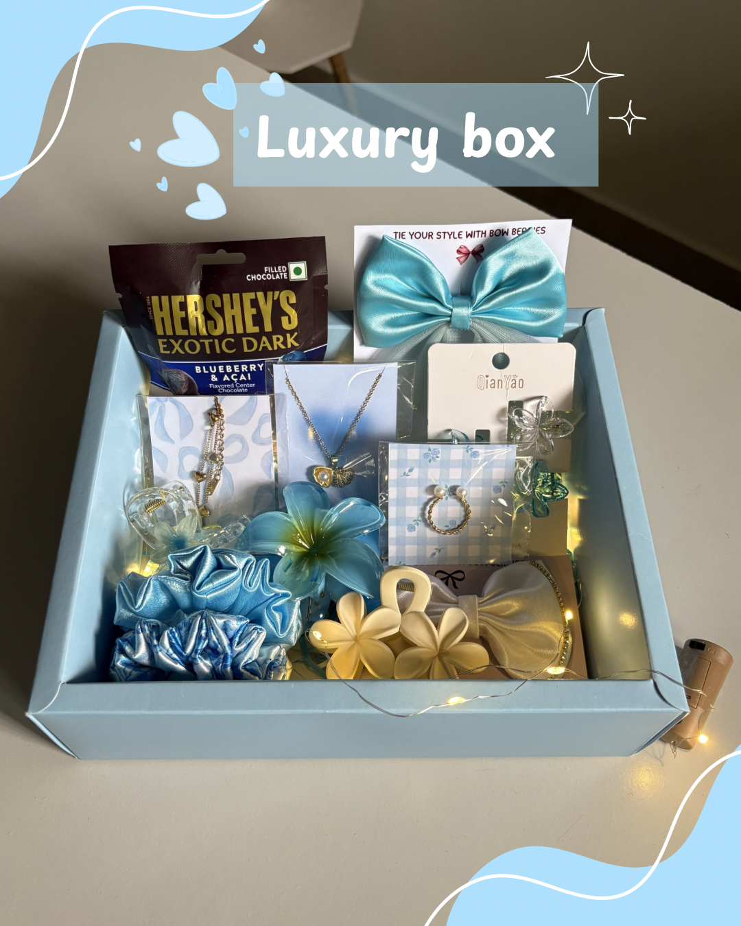Teddy Sky Box Love /anniversary hamper (Luxury Hamper Box) with Anti - Tarnish Jewellery