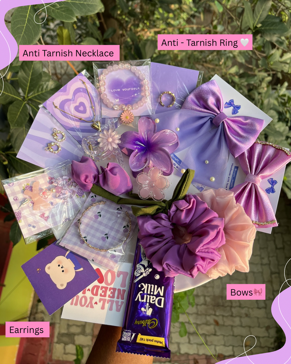Purple Blossom Box (premium hamper box with anti - tarnish accessories)