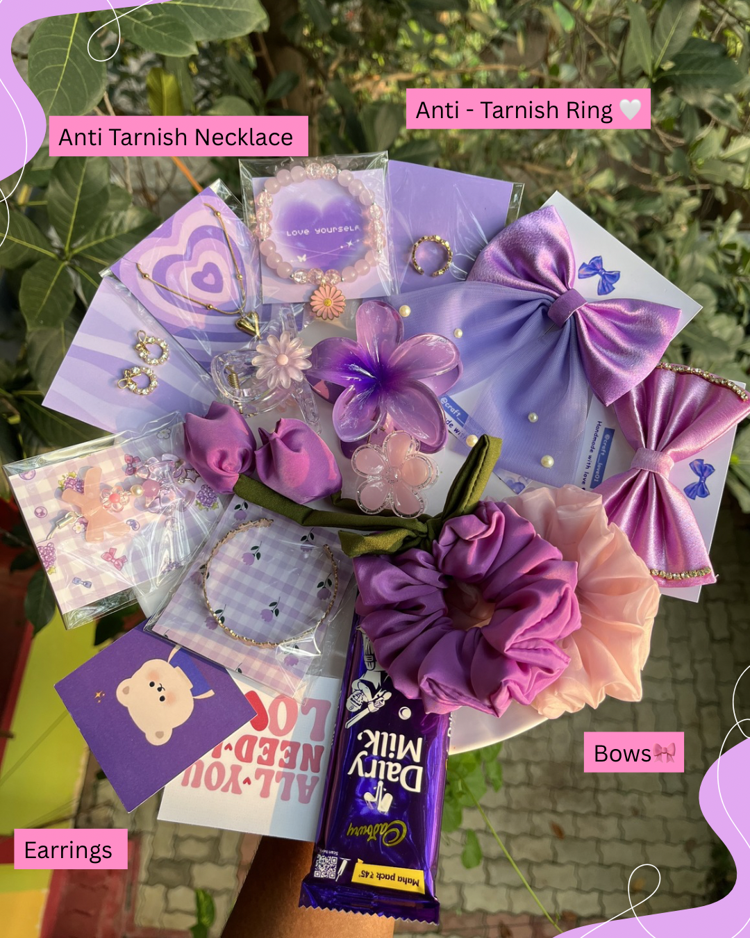 Purple Blossom Box (premium hamper box with anti - tarnish accessories)